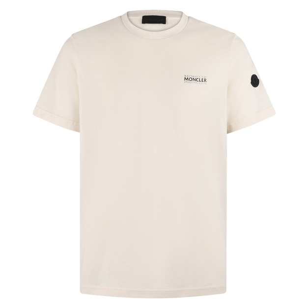 MONCLER 棉質標識LOGO針織短袖 (米白)