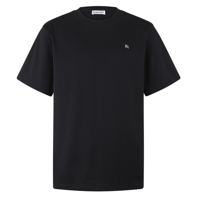 BURBERRY 小LOGO金屬騎士徽標棉質短袖 (黑)
