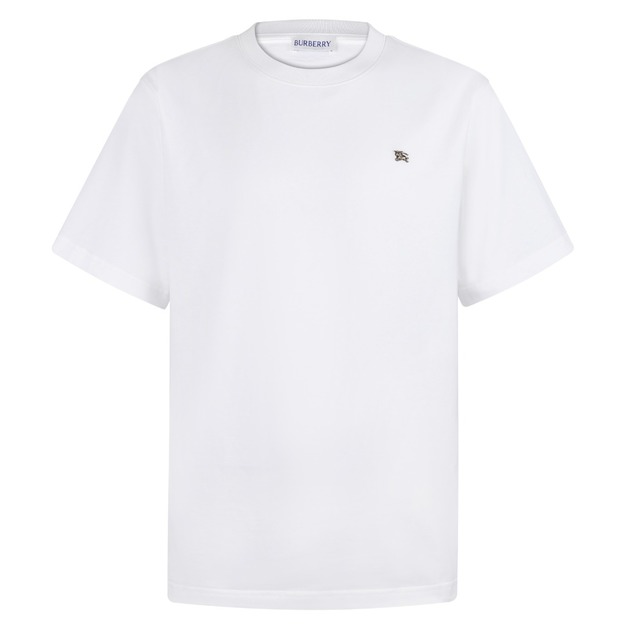 BURBERRY 小LOGO金屬騎士徽標棉質短袖 (白)