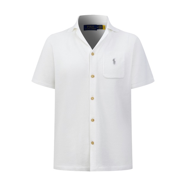 RALPH LAUREN 刺繡毛衣襯衫 (白)