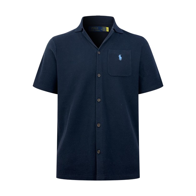 RALPH LAUREN 刺繡毛衣襯衫 (藍)