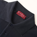 GUCCI 馬術扣刺繡口袋短袖POLO衫 (藍)_3
