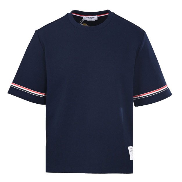 THOM BROWNE 袖口織帶短袖 (藏青)