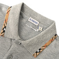 BURBERRY 格紋拼領珠地布短袖POLO衫 (灰)_2
