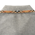 BURBERRY 格紋拼領珠地布短袖POLO衫 (灰)_4
