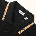 BURBERRY 格紋拼領珠地布短袖POLO衫 (黑)_2