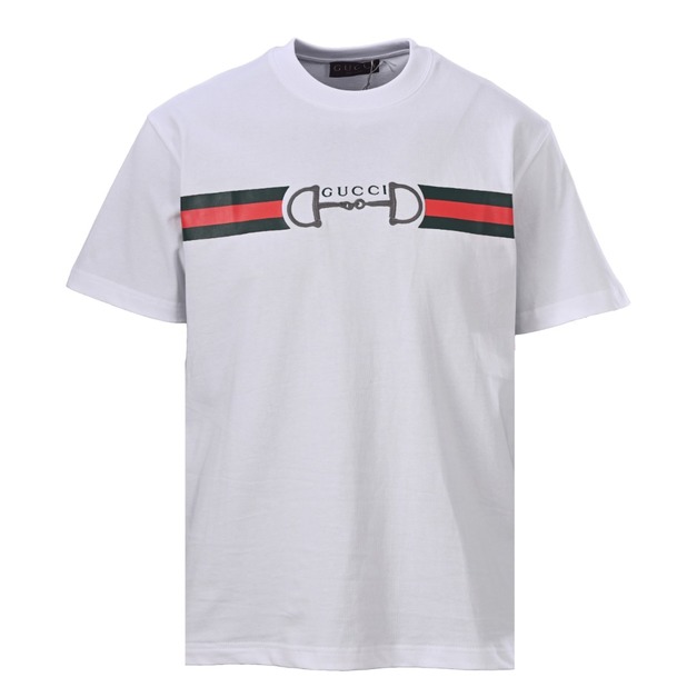 GUCCI 馬術扣織帶短袖 (白)