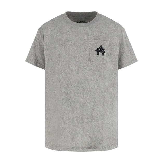 CHROME HEARTS 拼皮十字架短袖 (灰)