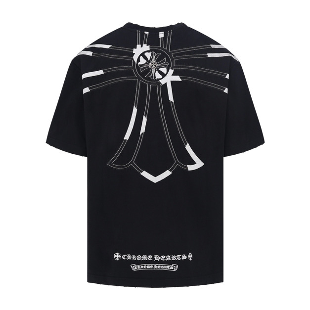 CHROME HEARTS 十字拼布刺繡短袖（黑色）
