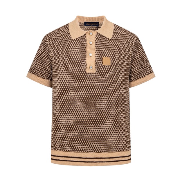 LOUIS VUITTON 皮牌徽章網眼針織Polo衫