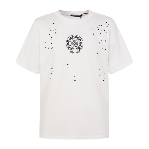 CHROME HEARTS 燙鑽馬蹄印花短袖 (白)