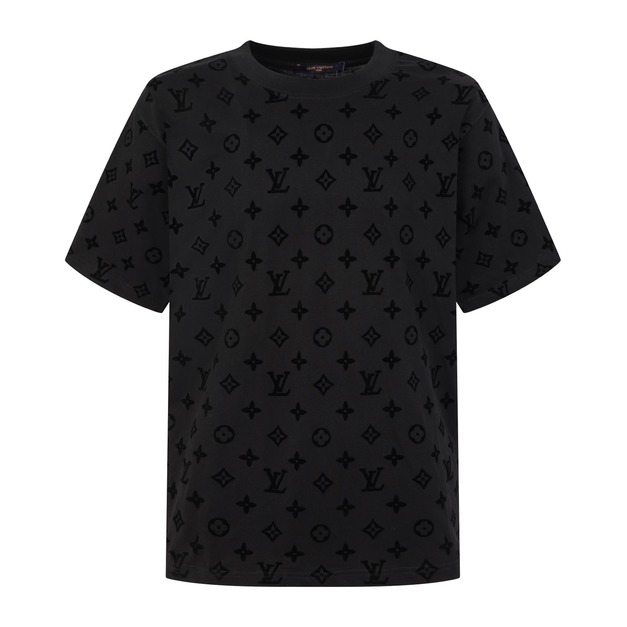 LOUIS VUITTON 滿版植絨提花短袖 (黑)