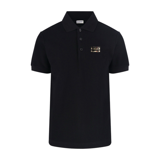 BURBERRY 經典格紋馬標LOGO POLO衫 (黑)