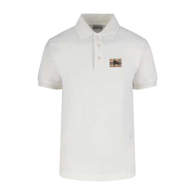 BURBERRY 經典格紋馬標LOGO POLO衫 (白)