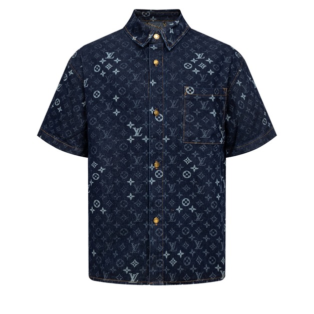 LOUIS VUITTON Monogram牛仔短袖襯衫