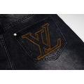 LOUIS VUITTON 麂皮皮牌標識牛仔褲_6