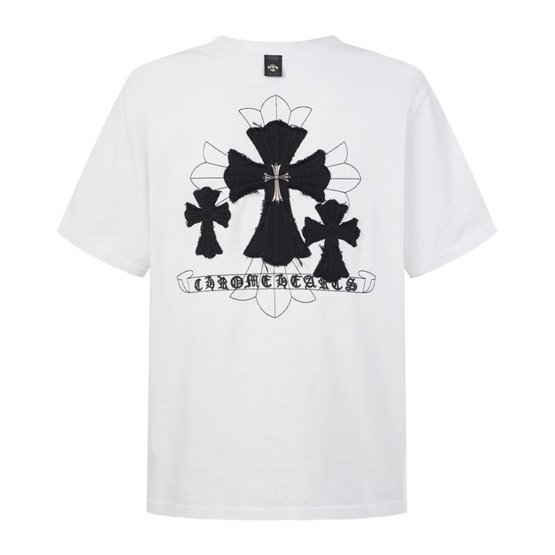 CHROME HEARTS 十字架貼布刺繡短袖 (白)