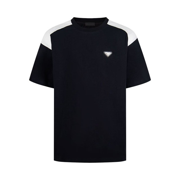 PRADA 三角標拼接短袖 (黑)