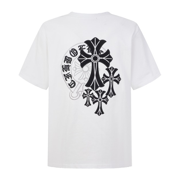 CHROME HEARTS 馬蹄鐵十字架刺繡短袖 (白)