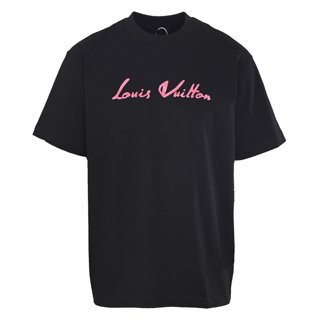LOUIS VUITTON 多層標識粉紅色字母短袖 (黑)