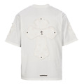 CHROME HEARTS 流蘇大貼佈十字架圓領短袖 (白)