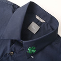 DIOR 領四葉草刺繡短袖襯衫 (藍)_3