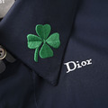 DIOR 領四葉草刺繡短袖襯衫 (藍)_2