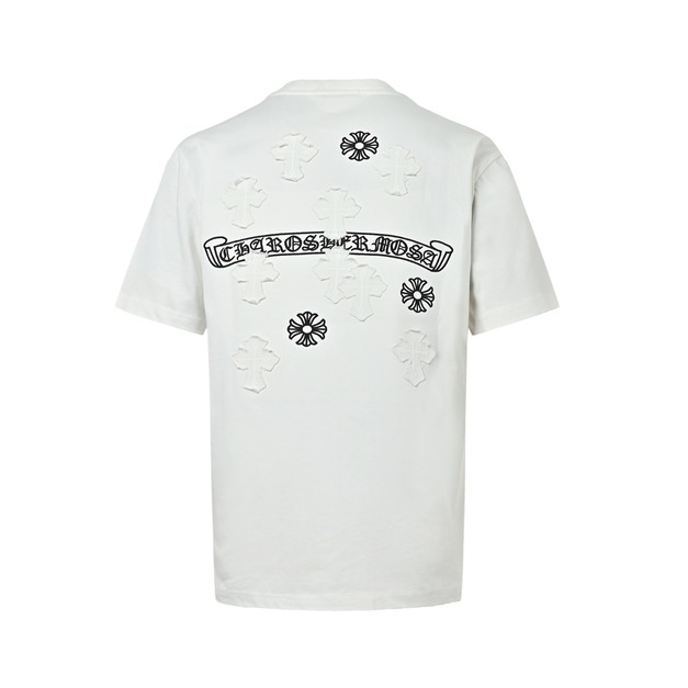 CHROME HEARTS 十字架燒花貼布刺繡短袖 (白)