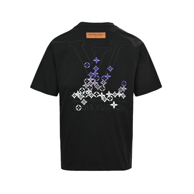 LOUIS VUITTON 漸層老花刺繡短袖 (黑)