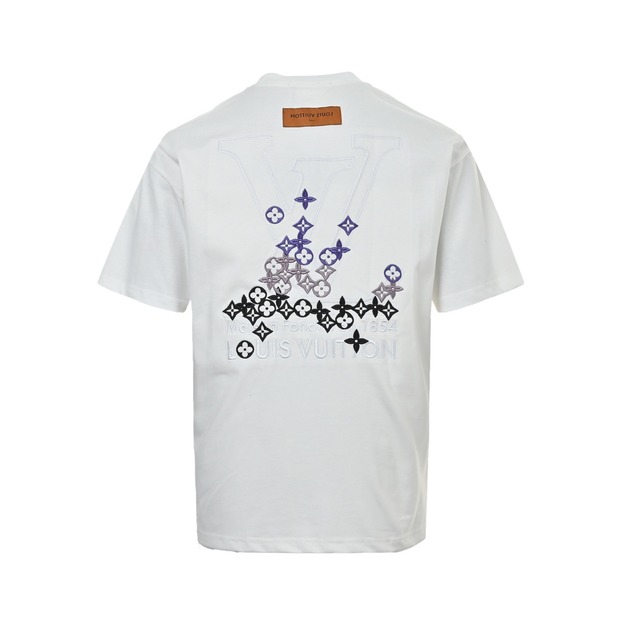 LOUIS VUITTON 漸層老花刺繡短袖 (白)