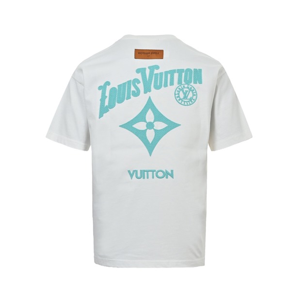 LOUIS VUITTON 前後字母logo編織刺繡短袖 (白)