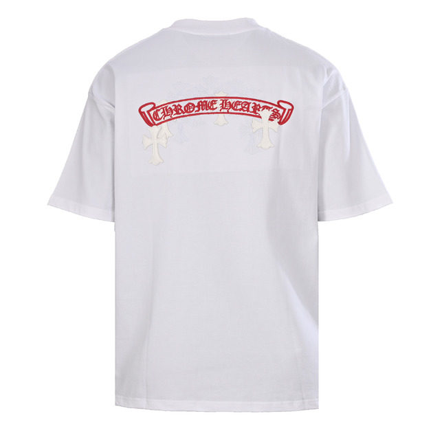 CHROME HEARTS 十字架簇刺繡短袖 (白)