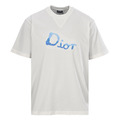 DIOR 漸層藍前後塗鴉刺繡短袖 (白)