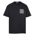 LOEWE 縫線皮革立體Logo短袖 (黑)