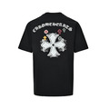 CHROME HEARTS 胸前紅標十字架貼布刺繡短袖 (黑)