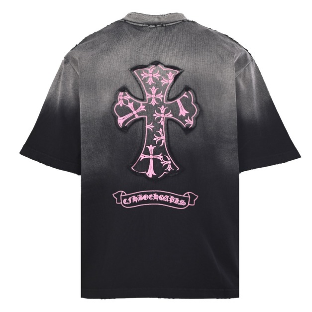 CHROME HEARTS 十字架貼布刺繡圓領短袖 (黑)