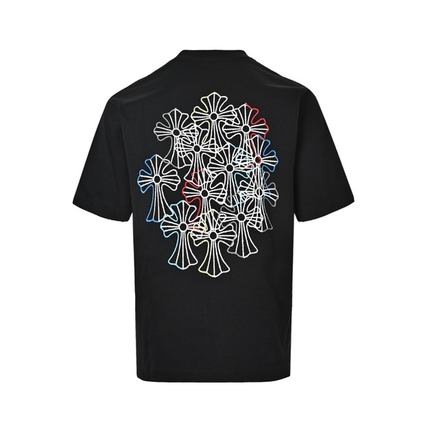 CHROME HEARTS 五彩十字架刺繡圓領短袖 (黑)