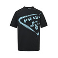 PRADA 倒三角噴墨印花logo短袖 (黑)