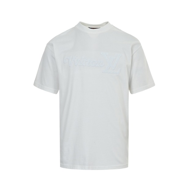LOUIS VUITTON 編織字母刺繡短袖 (白)