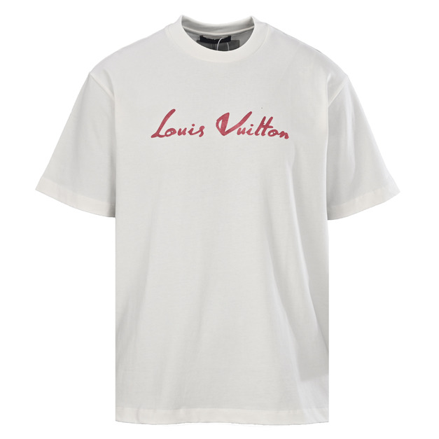 LOUIS VUITTON 多層標識粉紅色字母短袖 (白)