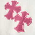 CHROME HEARTS 背後粉紅色十字架馬蹄刺繡圓領短袖 (白)_3