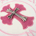 CHROME HEARTS 背後粉紅色十字架馬蹄刺繡圓領短袖 (白)_2
