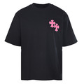 CHROME HEARTS 背後粉紅色十字架馬蹄刺繡圓領短袖 (黑)_1