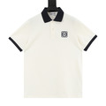 LOEWE 撞色翻領刺繡logo短袖polo衫 (米白)