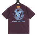LOUIS VUITTON 藍調渦流LV印花噴墨短袖 (酒紅)