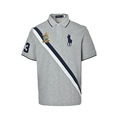 RALPH LAUREN 週年限定拼接刺繡POLO短袖 (灰)