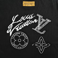 LOUIS VUITTON 後三花大貼布刺繡圓領短袖 (黑)_2
