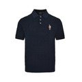 RALPH LAUREN 小熊刺繡絞花針織Polo短袖 (藏青)