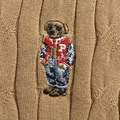 RALPH LAUREN 小熊刺繡絞花針織Polo短袖 (卡其)_1