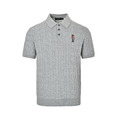 RALPH LAUREN 小熊刺繡絞花針織Polo短袖 (灰)